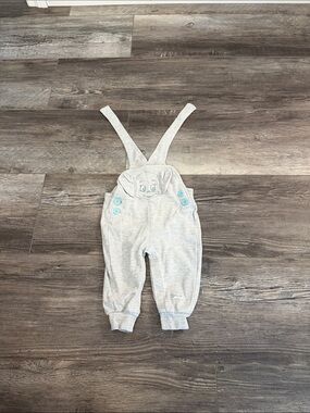 Disney Baby Overalls with Elephant Face - Light Gray with Blue Buttons‎